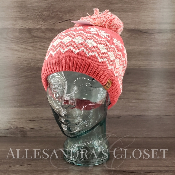 BUNDLE ‐ 2 Timberland Hats Beanies Multi Fair Isle Pompom Knit Outdoor NWT - Picture 4 of 15